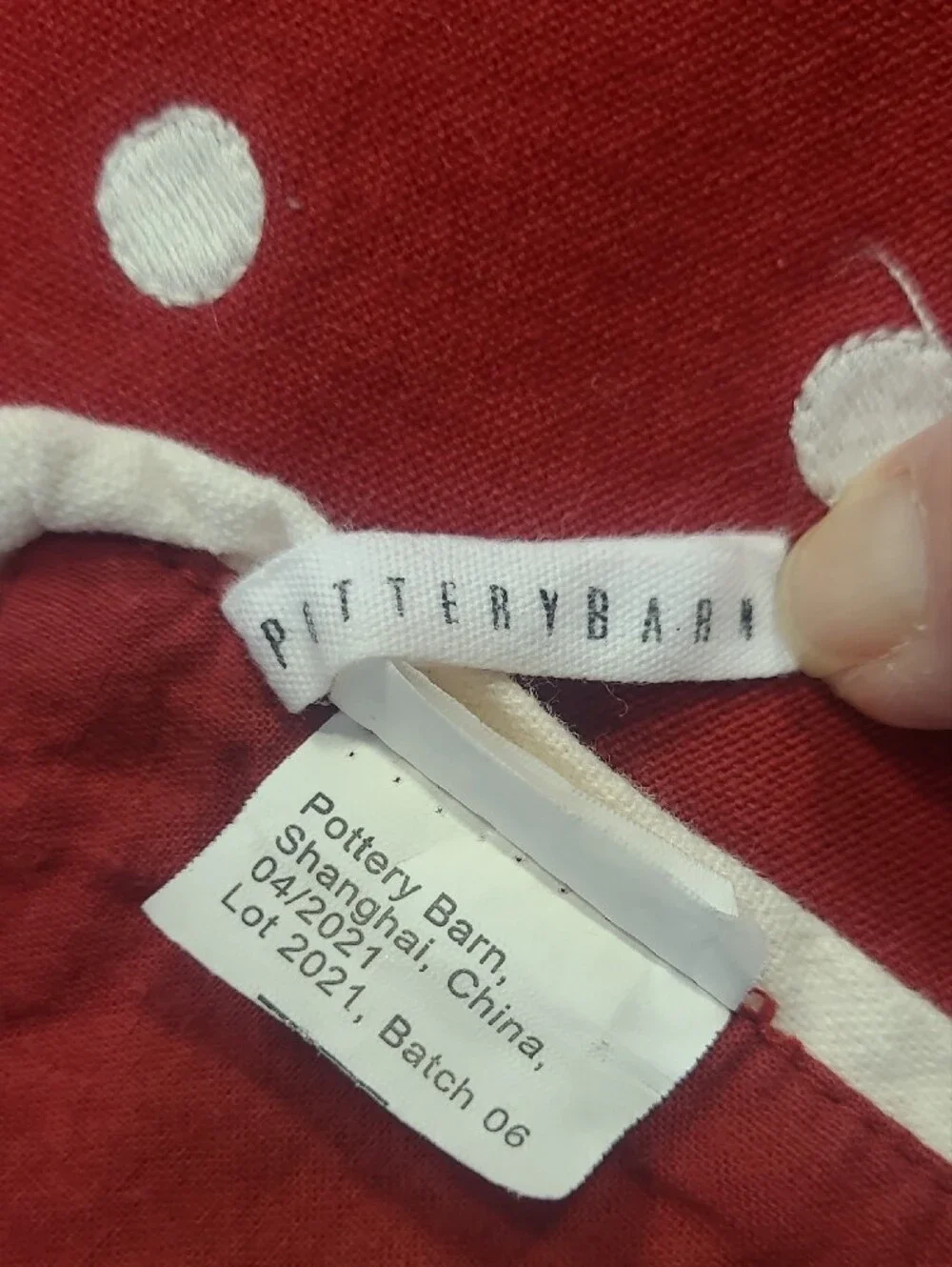 Pottery Barn Table Runner Red/White Polka Dot Holiday Christmas Valentines Decor